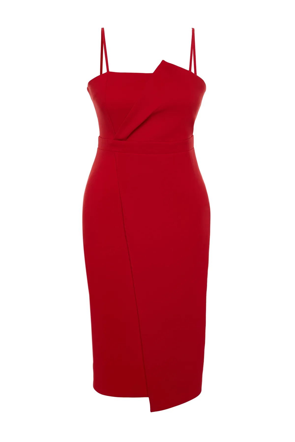 Trendyol Curve  Rotes Finike-Webkleid in Übergröße