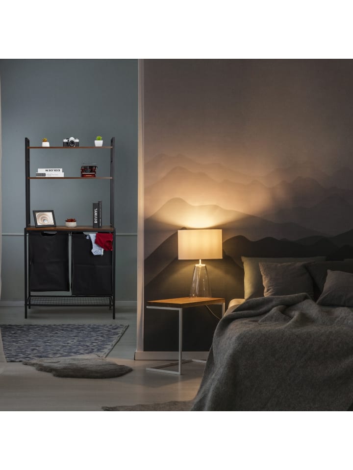 relaxdays Wäschekorbregal in Schwarz/ Braun - (B)80 x (H)162 x (T)34 cm günstig kaufen onesize