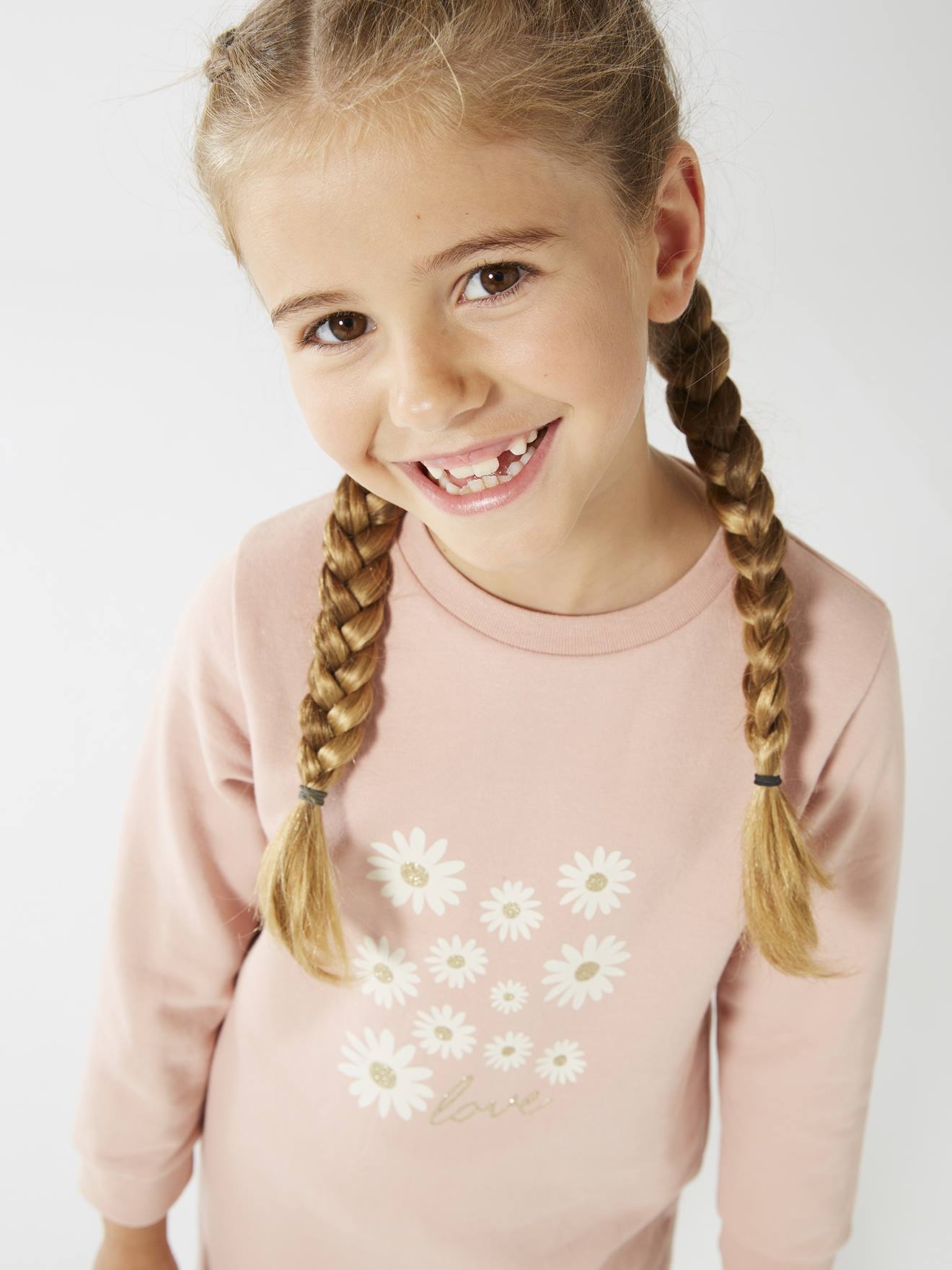 Vertbaudet Mädchen Sweatkleid BASIC - pudrig rosa