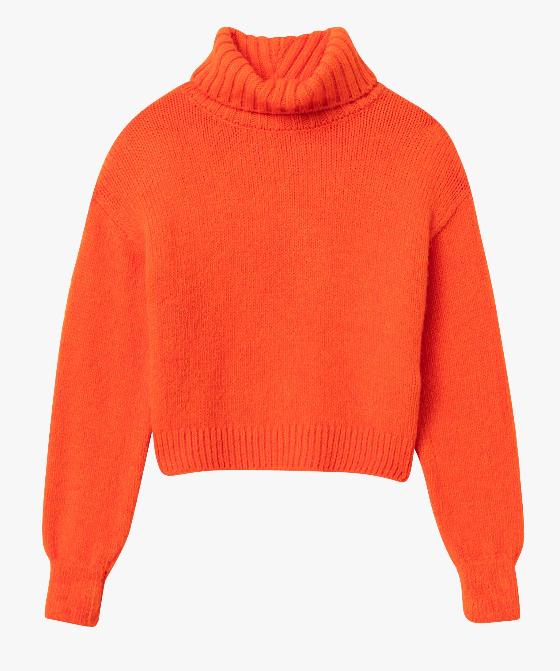 Pull femme à col roulé coupe courte orange | GEMO