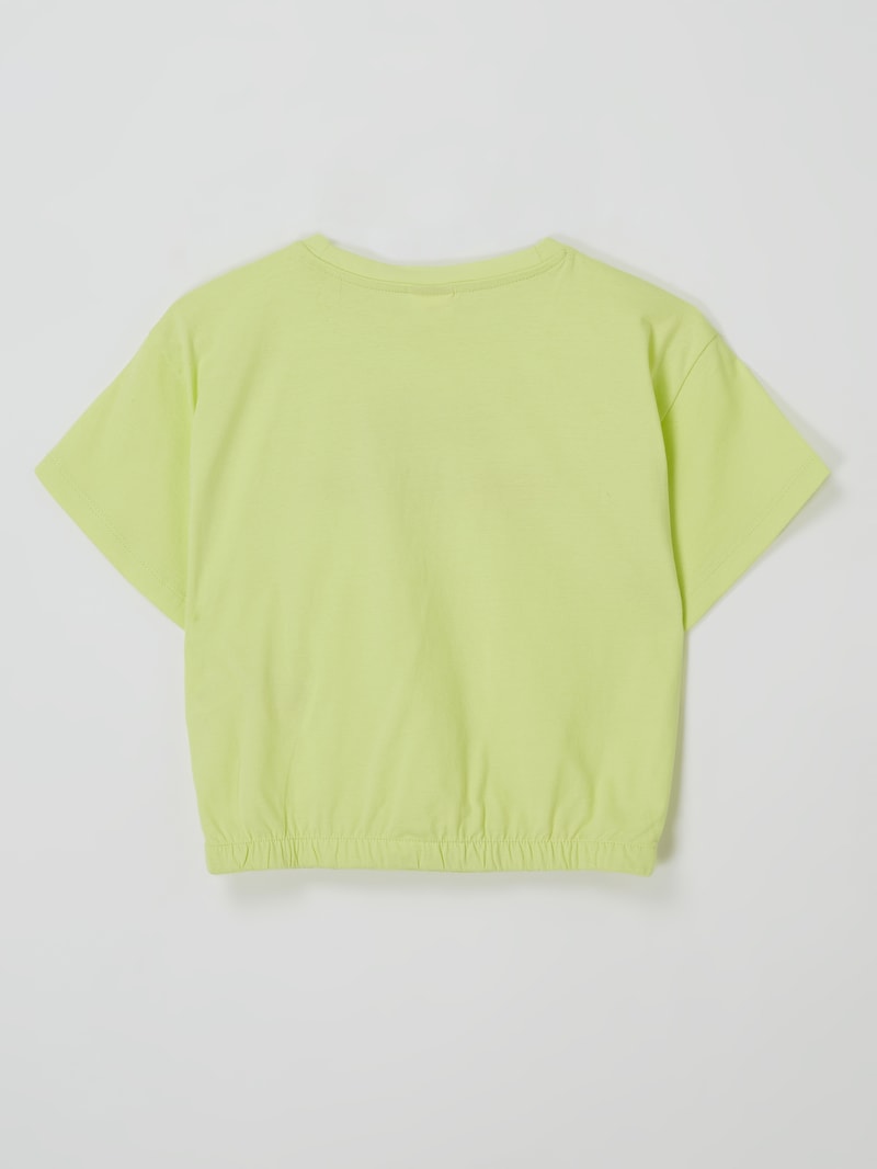 T-Shirt mit elastischem Saum in neon gelb
