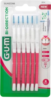 GUM BI-DIRECTION Interdentalb.1,2 mm pink  6 St  Zahnbürste