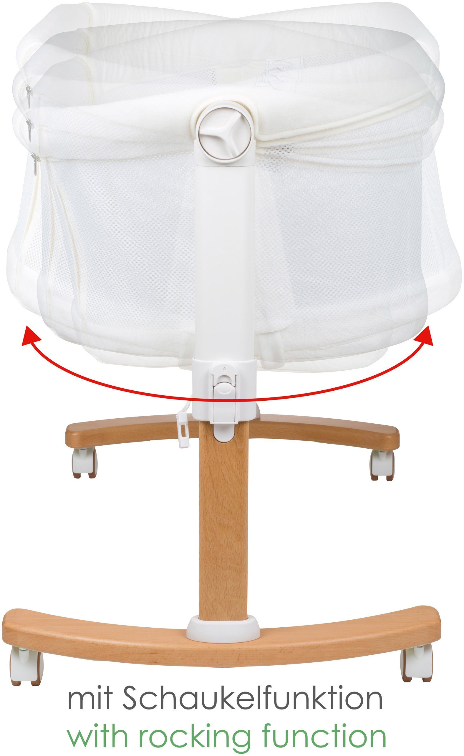 BabyGo Beistellbett Amila, beige white, mit Schaukelfunktion