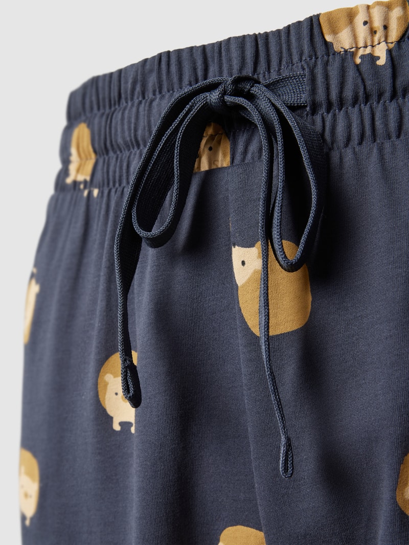 Pyjama-Hose mit Allover-Print in dunkelblau
