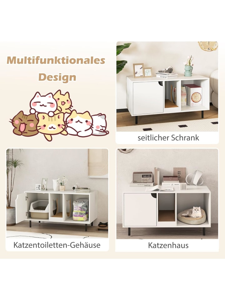 COSTWAY Katzenschrank in Katzenkopfform bis zu 120 kg in Weiß günstig kaufen onesize