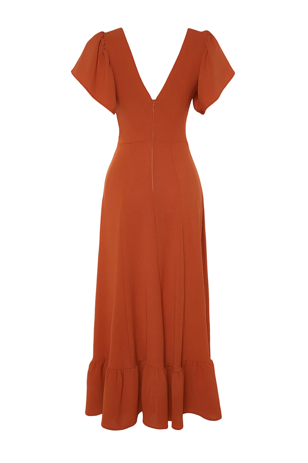 Trendyol Collection  Detailliertes Webkleid mit Zimtkragen TWOSS23EL02065