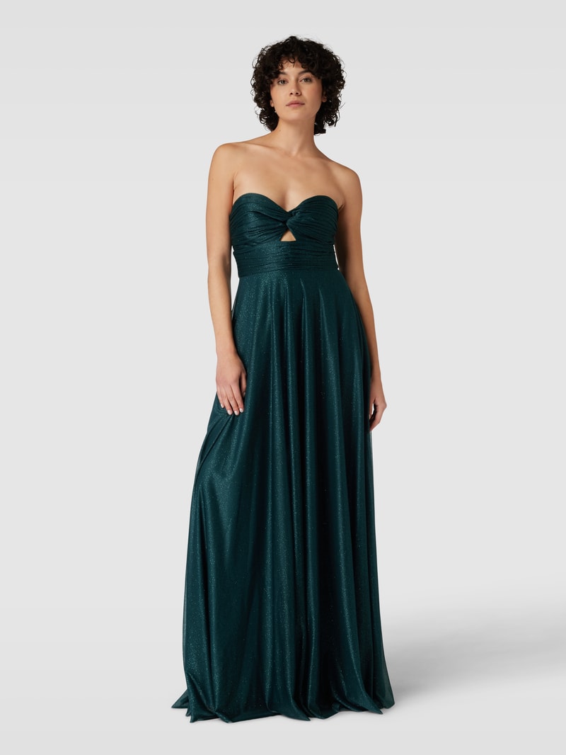 Abendkleid mit Raffungen in dunkelgrün