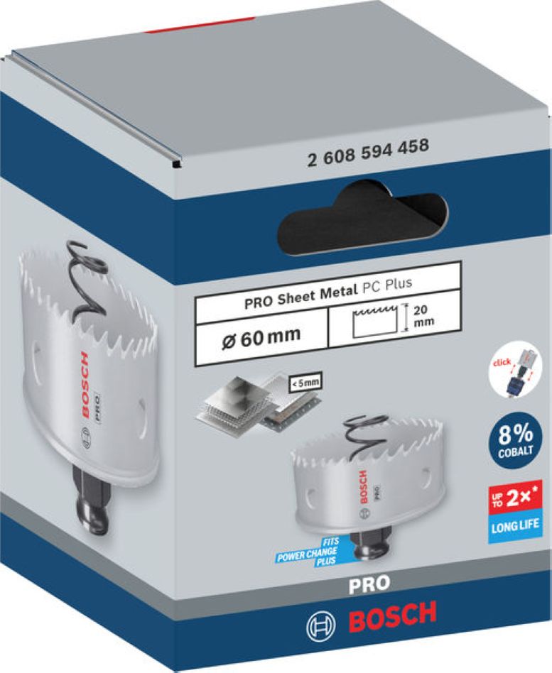 Carotă pentru tablă Bosch Blue Accessories 2608594458 PRO PC Plus, 60 mm