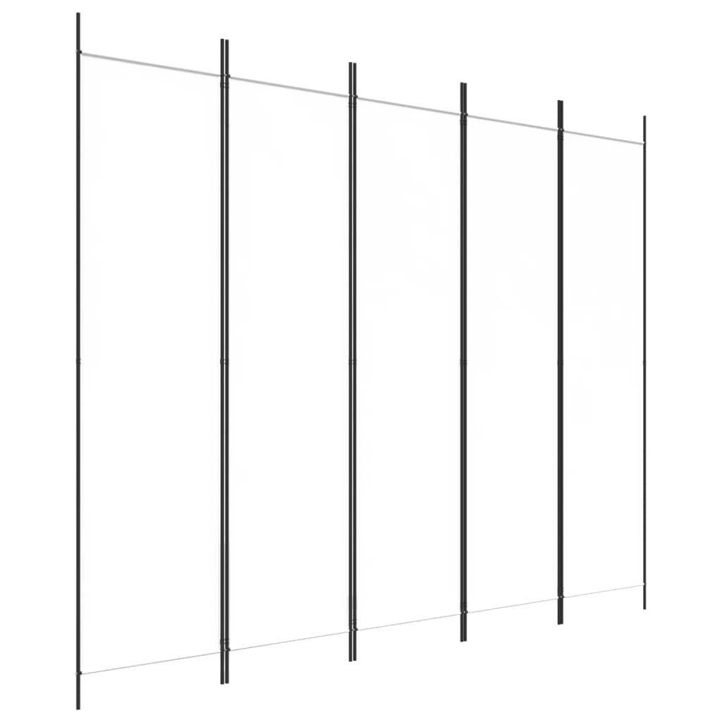 furnicato Raumteiler 5-tlg. Paravent Weiß 250x200 cm Stoff