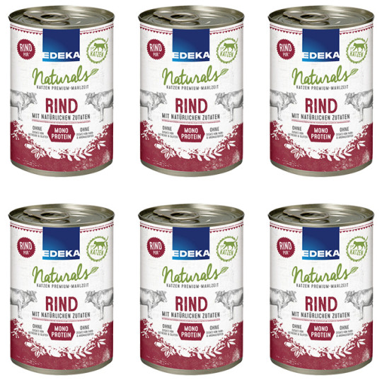 EDEKA Naturals für Katzen Monoprotein Rind 6x400g