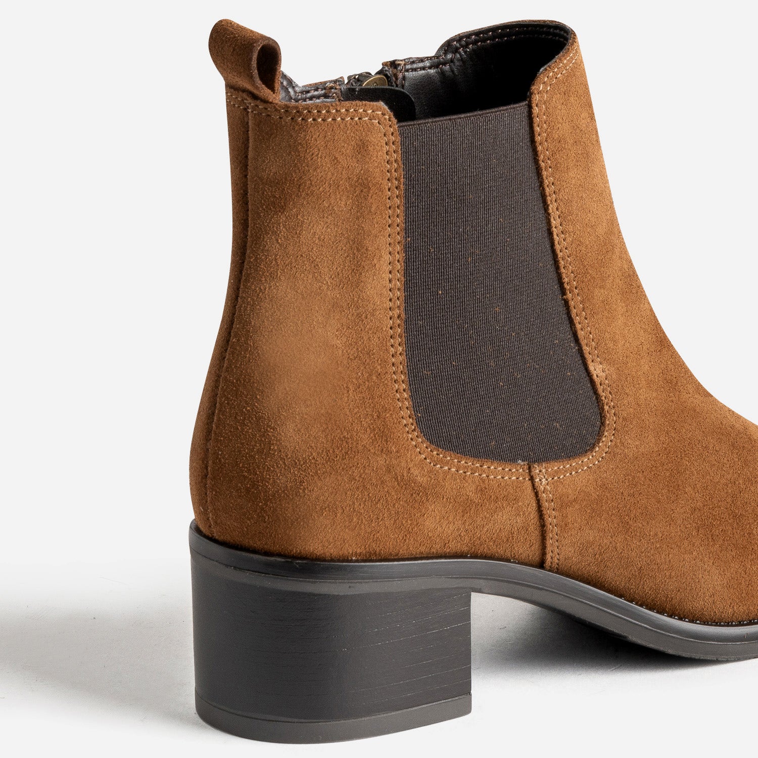 Boots cognac en cuir velours