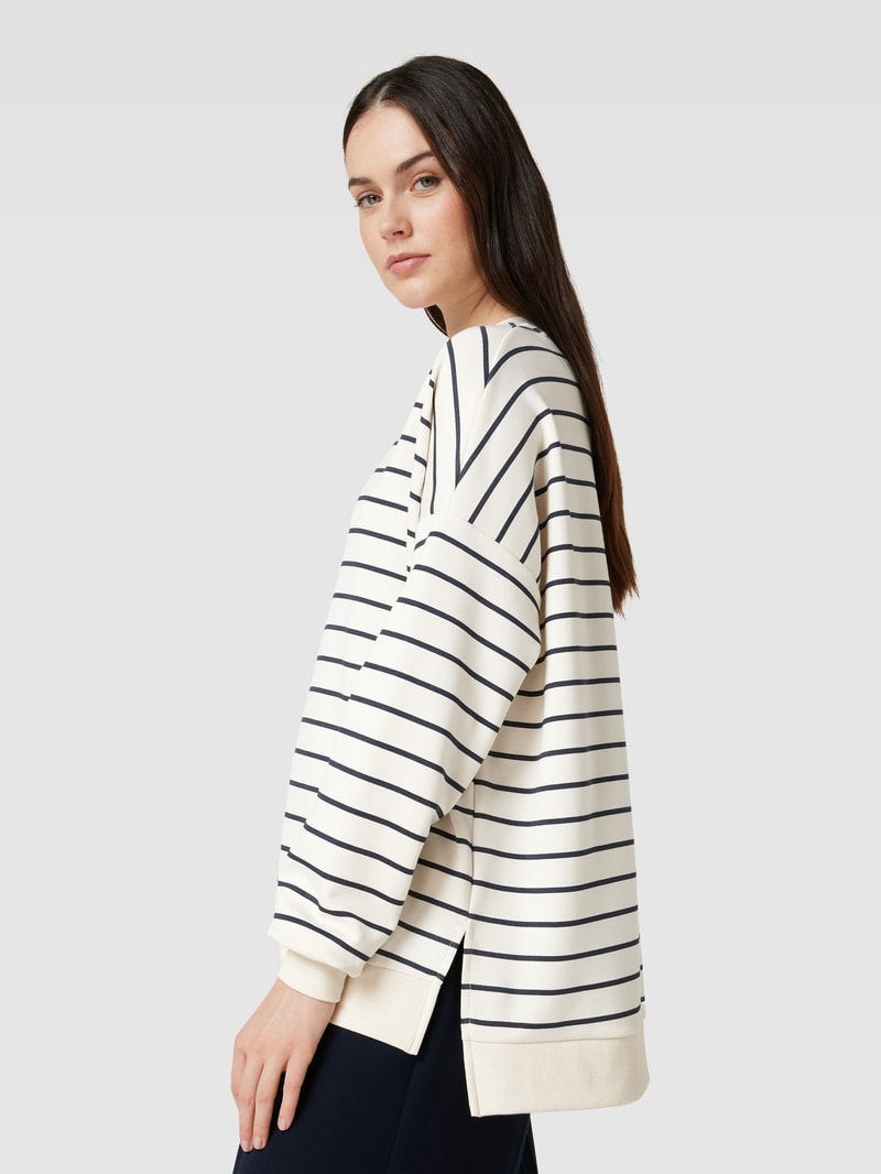 Sweatshirt mit Streifenmuster Modell 'BARNI' in marineblau