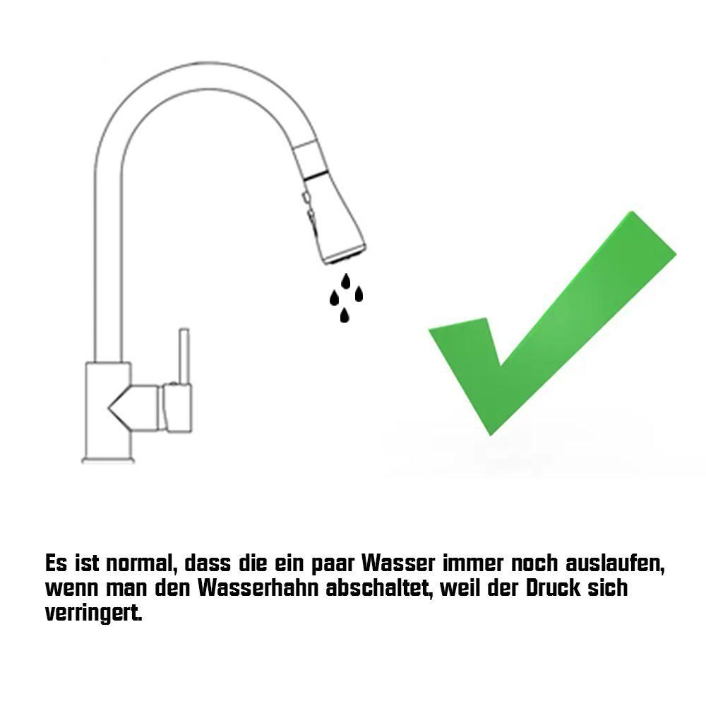 XIIW Waschtischarmatur Niederdruck Wasserhahn Mischbatterien Küchenarmatur Spültischarmatur (mit 3 Anschlussschläuche, Brause Ausziehbar, 360° Schwenkbar, Einhebelmischer Armatur für Küche) Küchenspüle Armatur, Höhe 390MM