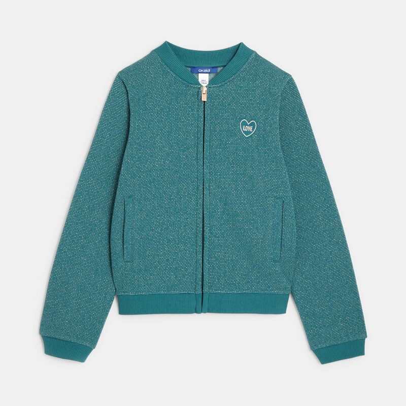 Teddy zippé irisé turquoise fille