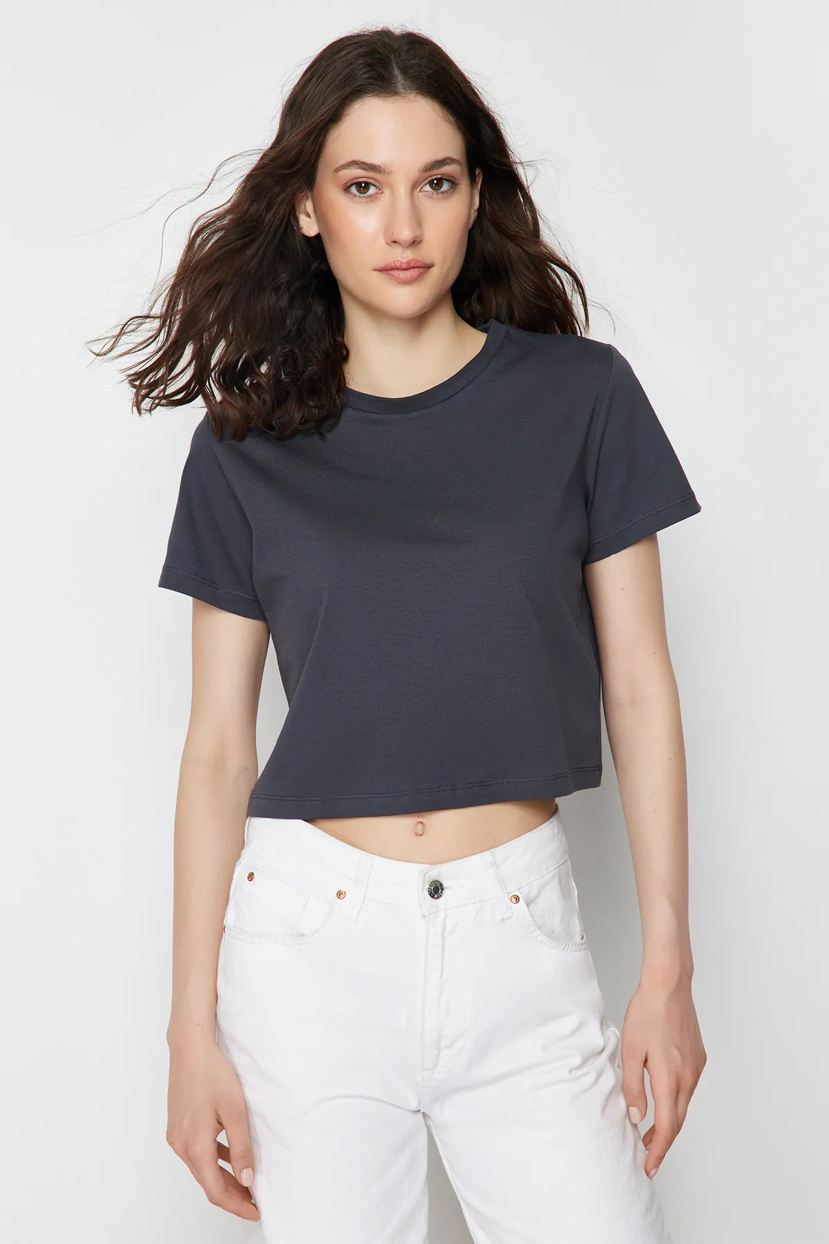 Trendyol Collection  T-Shirt - Grau - Regular Fit