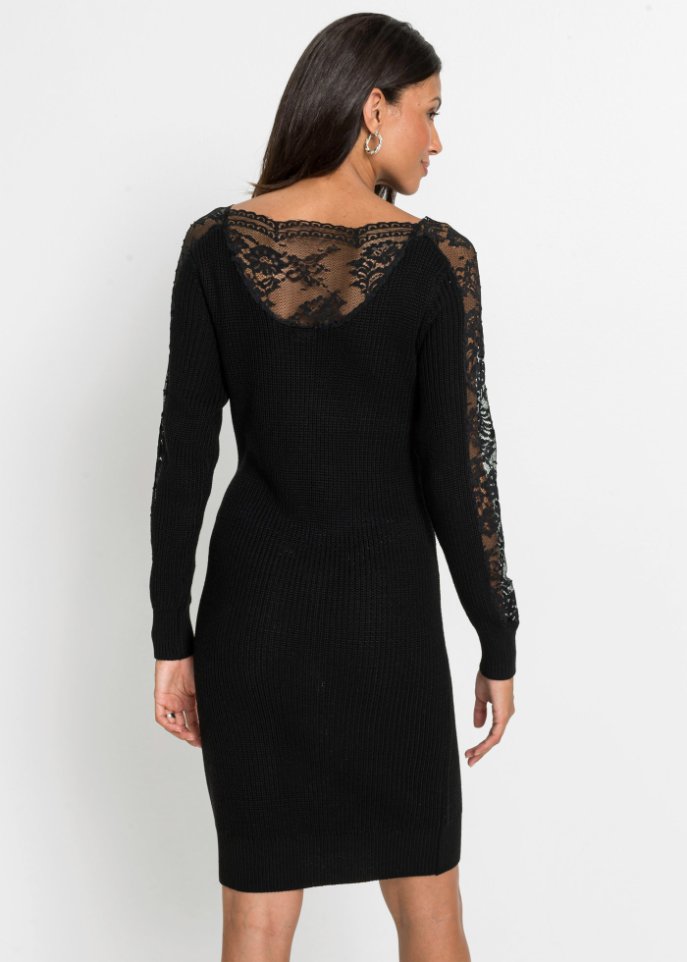 Strickkleid mit Spitzeneinsatz