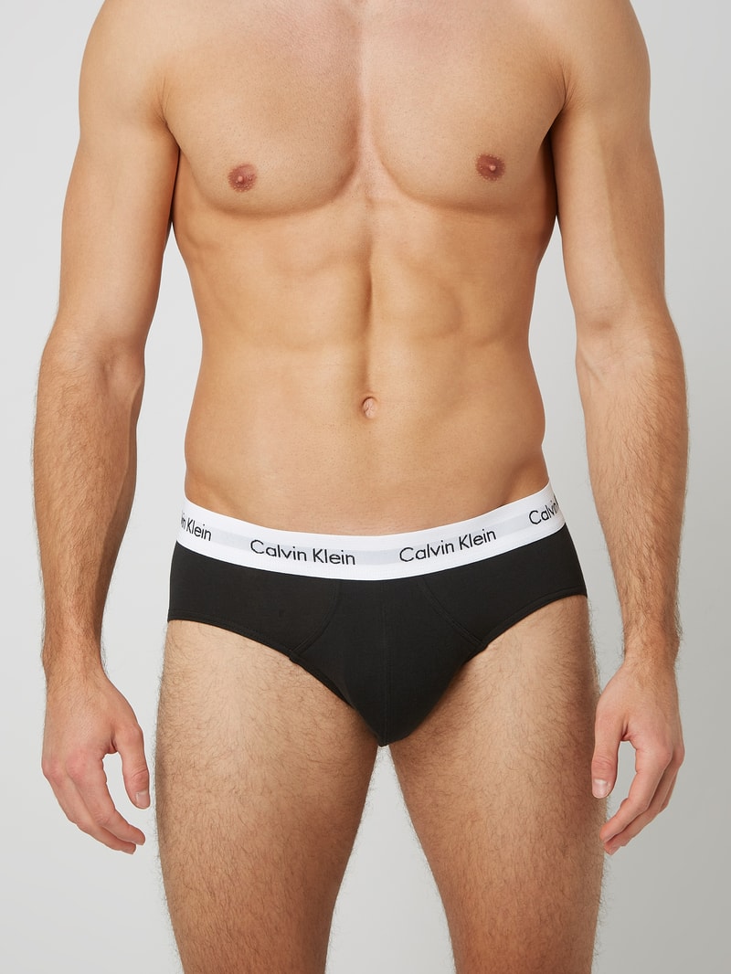 Slips aus Baumwoll-Mix im 3er-Pack in schwarz