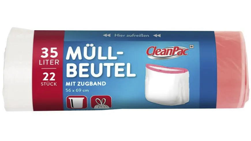 CleanPac Müllbeutel mit Zugband 35 Liter