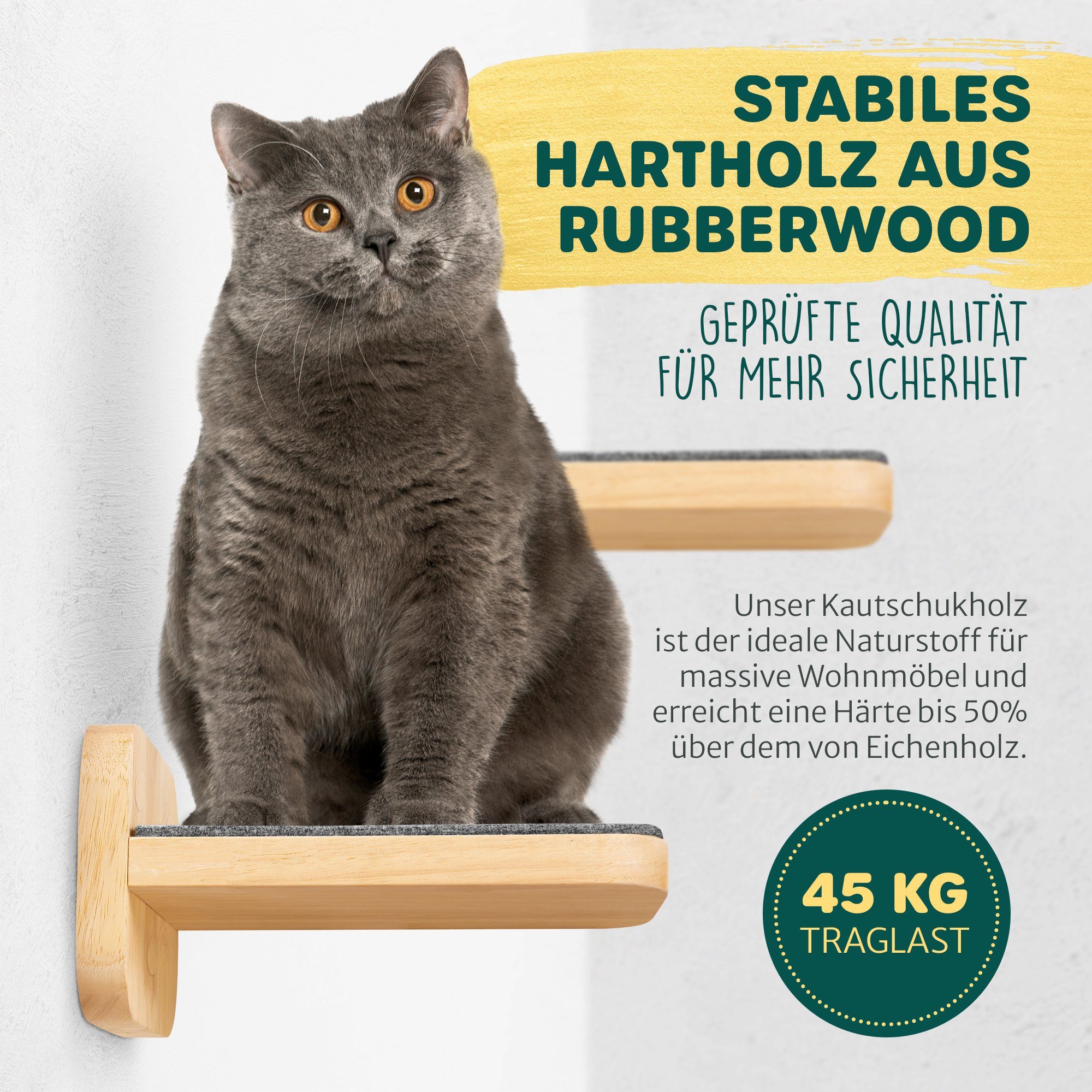Happypet Katzen-Kletterwand CCLS, Katzentreppen 3er-Set - Designer Catwalk, Größe M 22 x 15 cm