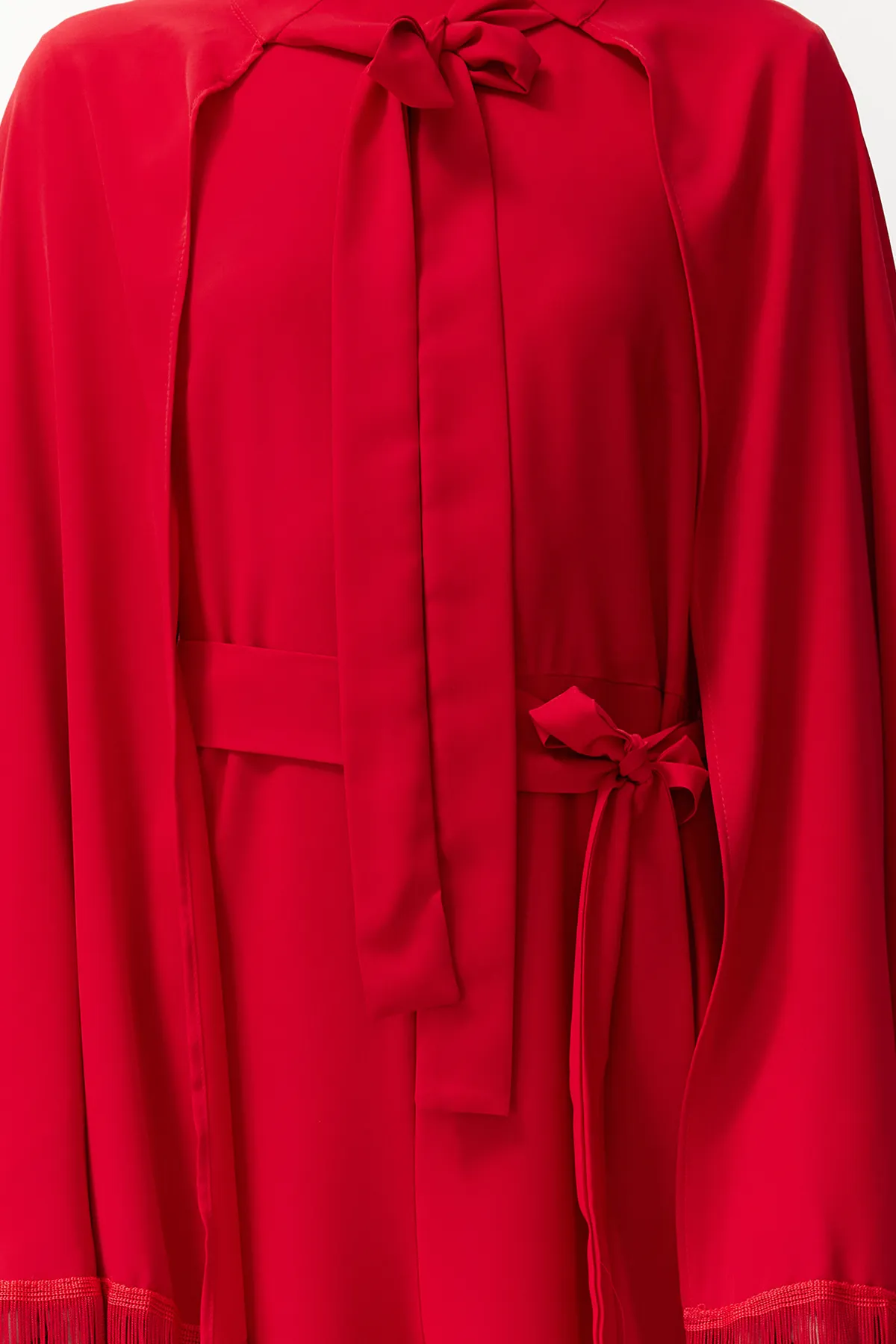 Trendyol Modest  Roter Cape-Jumpsuit mit Quasten für den Abendkleid-Anzug TCTAW24DB00007