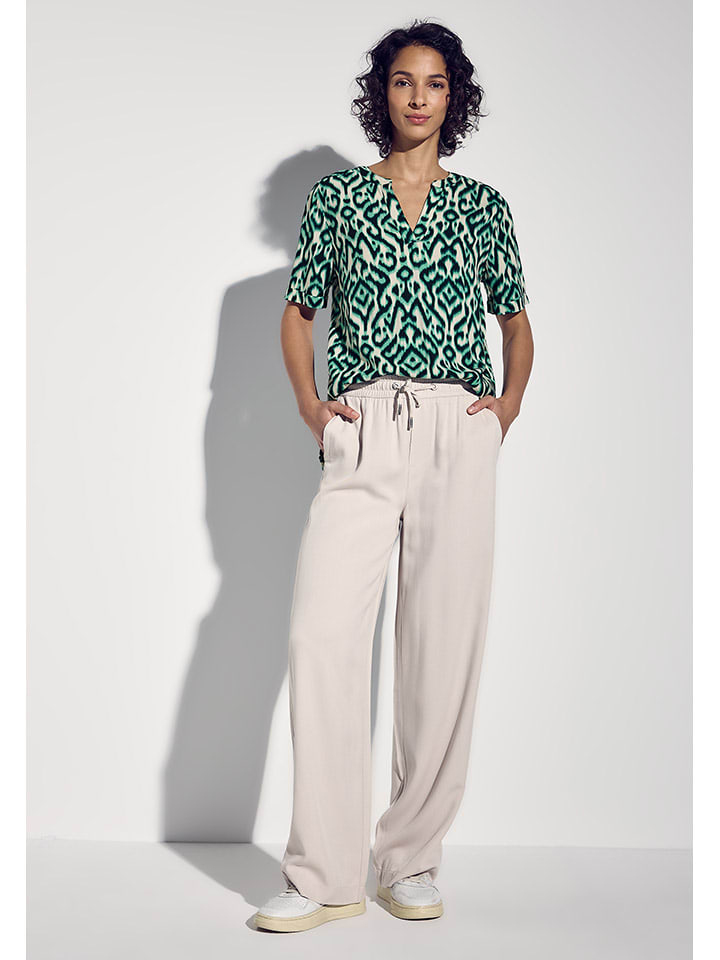 Street One Bluse in Beige/ Grün günstig kaufen
