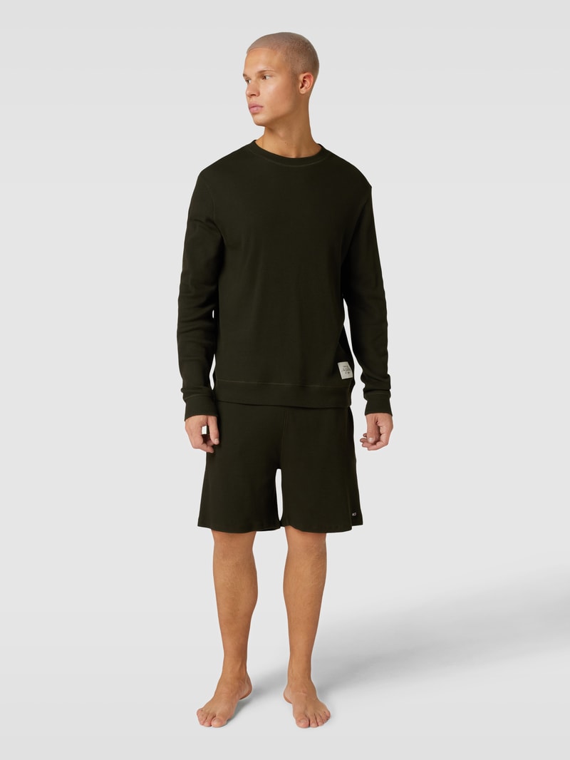 Sweatshorts mit Waffelstruktur in dunkelgrün