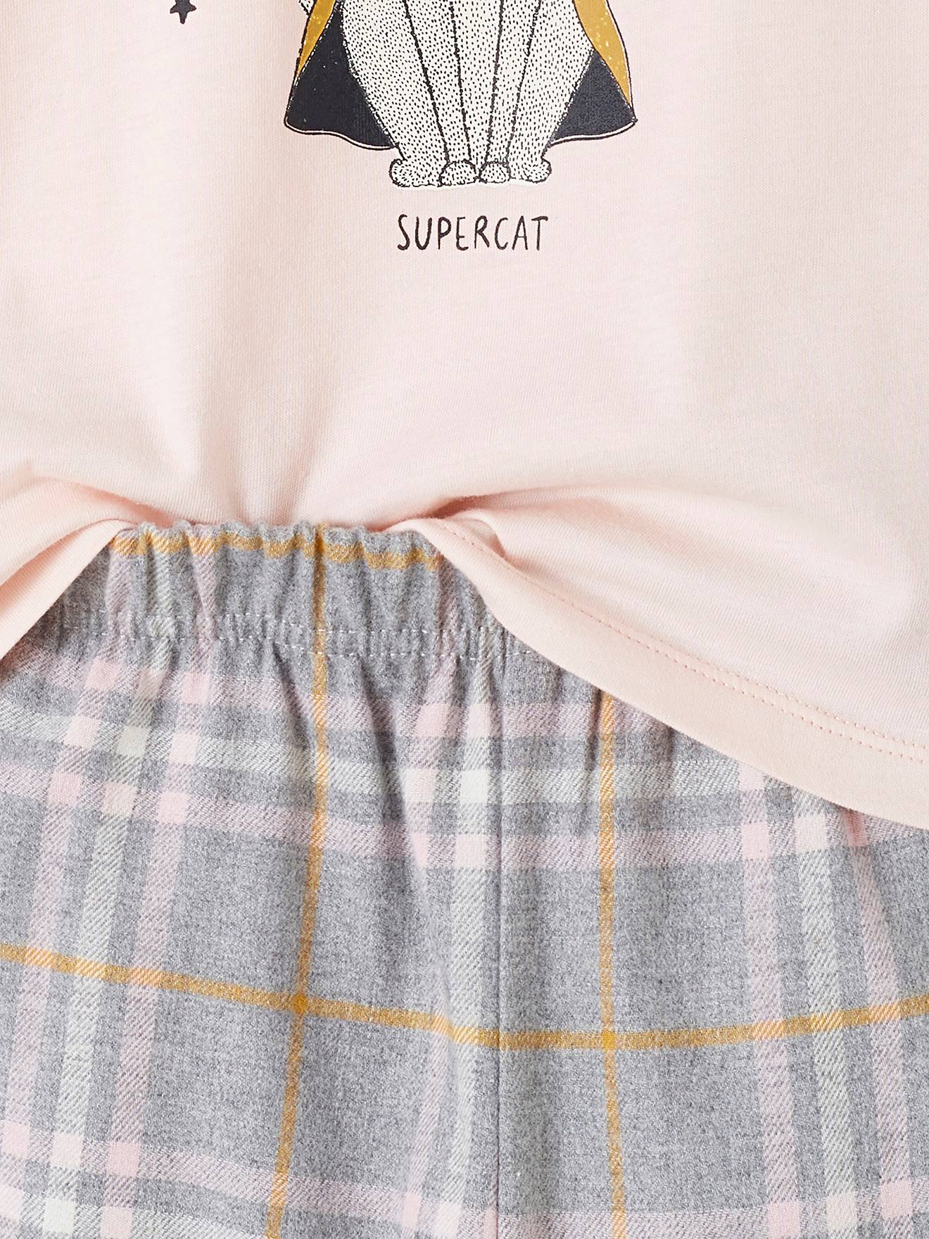 Pyjama en maille jersey et flanelle fille supercat rose pâle