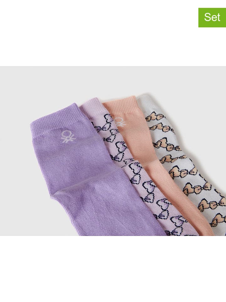 Benetton 4er-Set: Socken in Flieder/ Rosa günstig kaufen