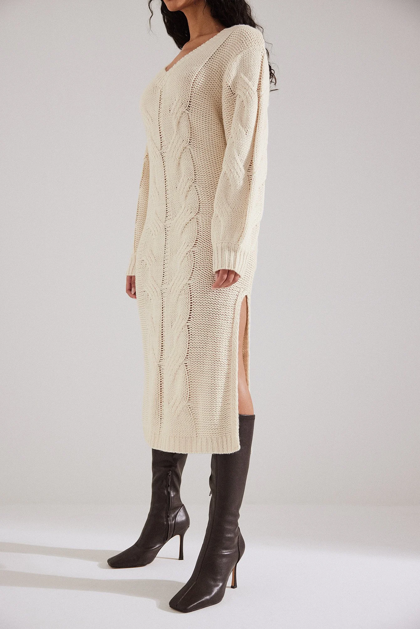 Midikleid mit Zopfmuster