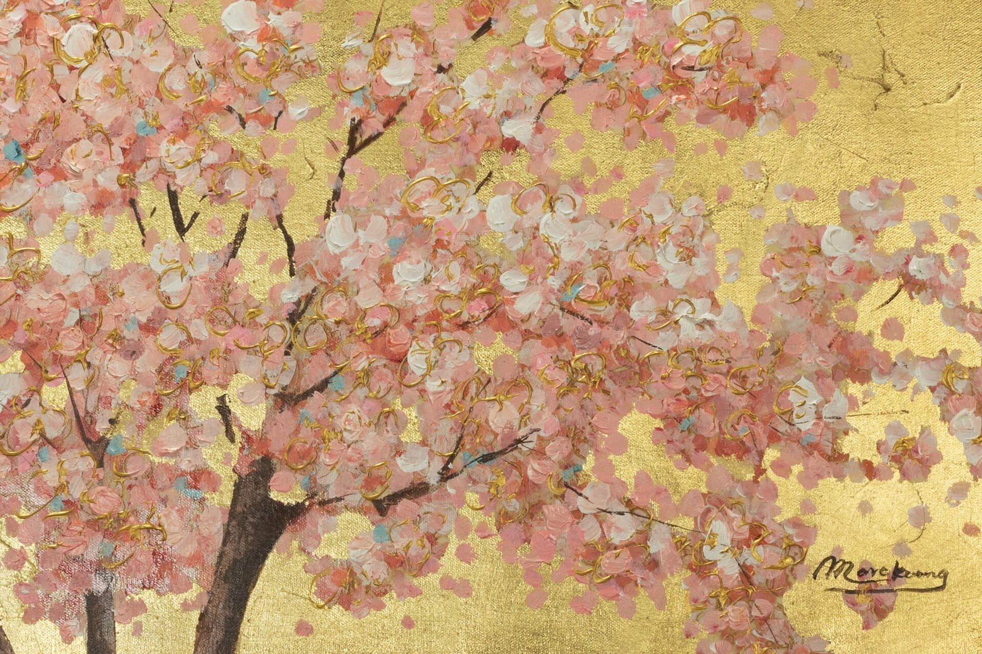 KUNSTLOFT Gemälde Erster Blumenduft 120x60 cm, Leinwandbild 100% HANDGEMALT Wandbild Wohnzimmer