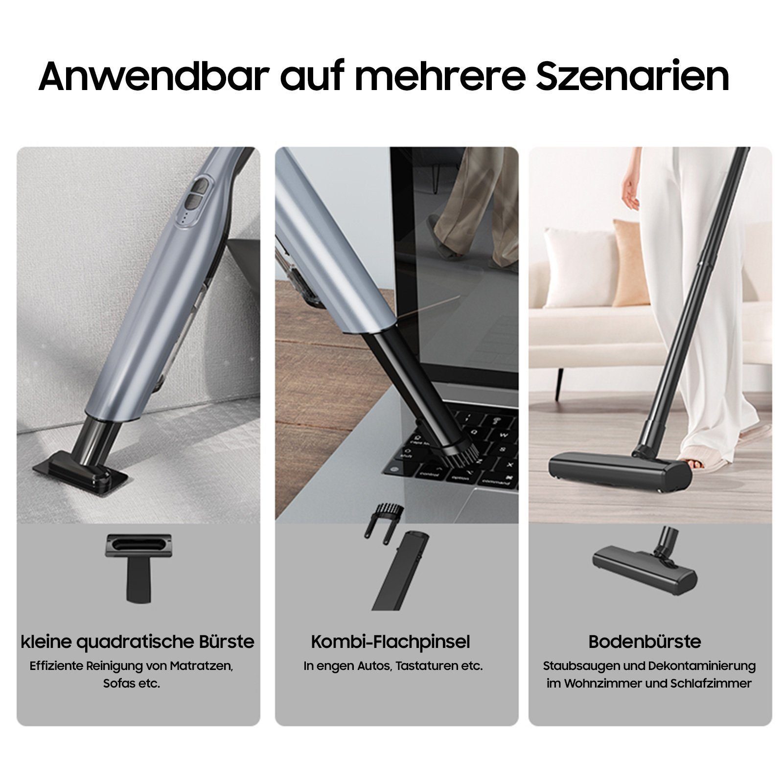 Aoucheni Akku-Handstaubsauger 3 in 1 Akku-Handstaubsauger mit Ladestation, 85,00 W, beutellos