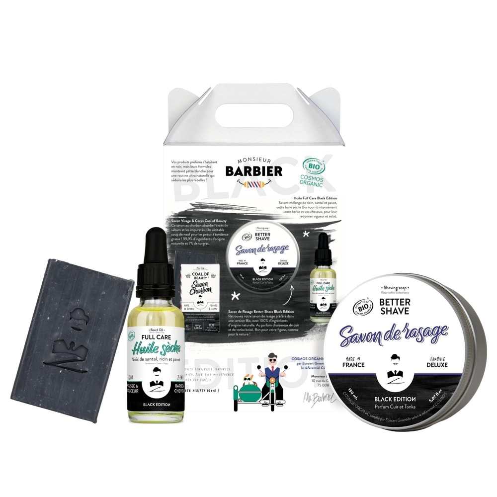 Monsieur Barbier Coffret Black Edition pour Homme Coffret Cadeau de Rasage et Styling pour Hommes