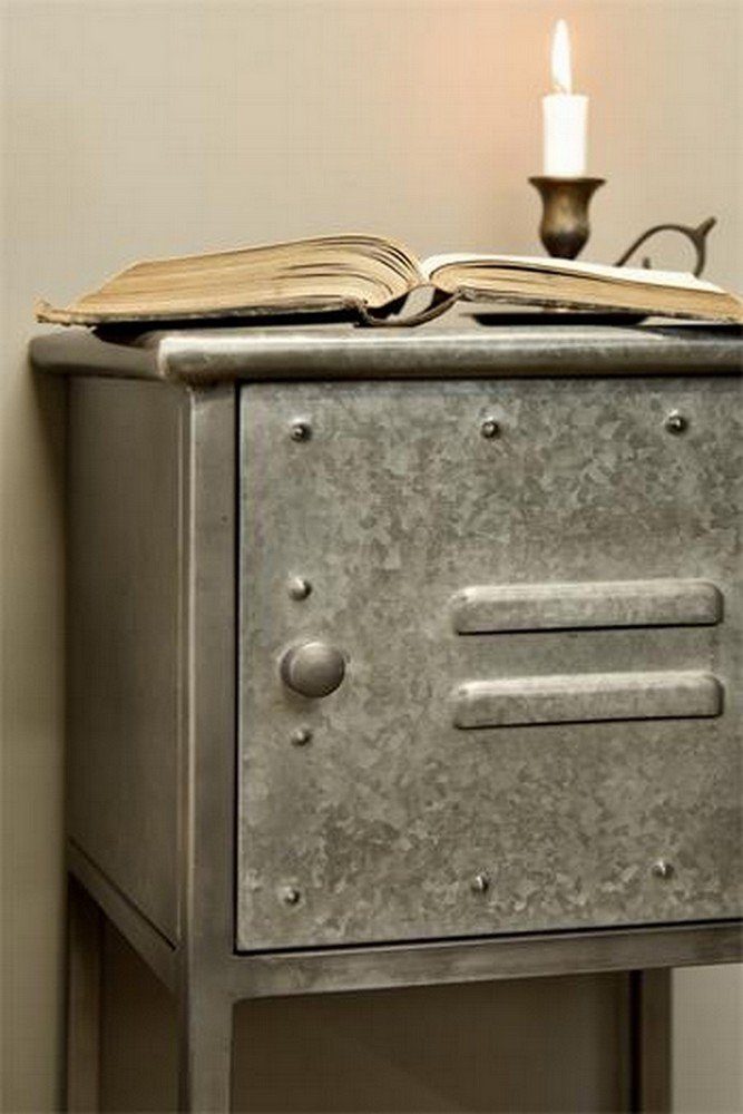 daslagerhaus living Bauernschrank Beistellschrank Vintage Metall grau