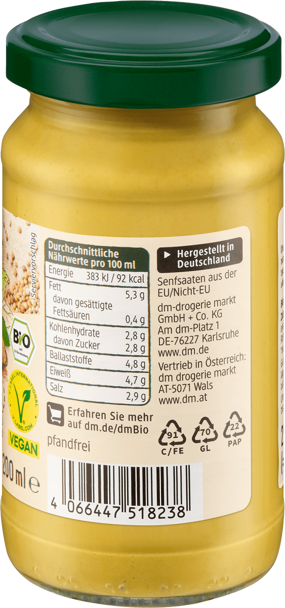Senf mittelscharf, 200 ml