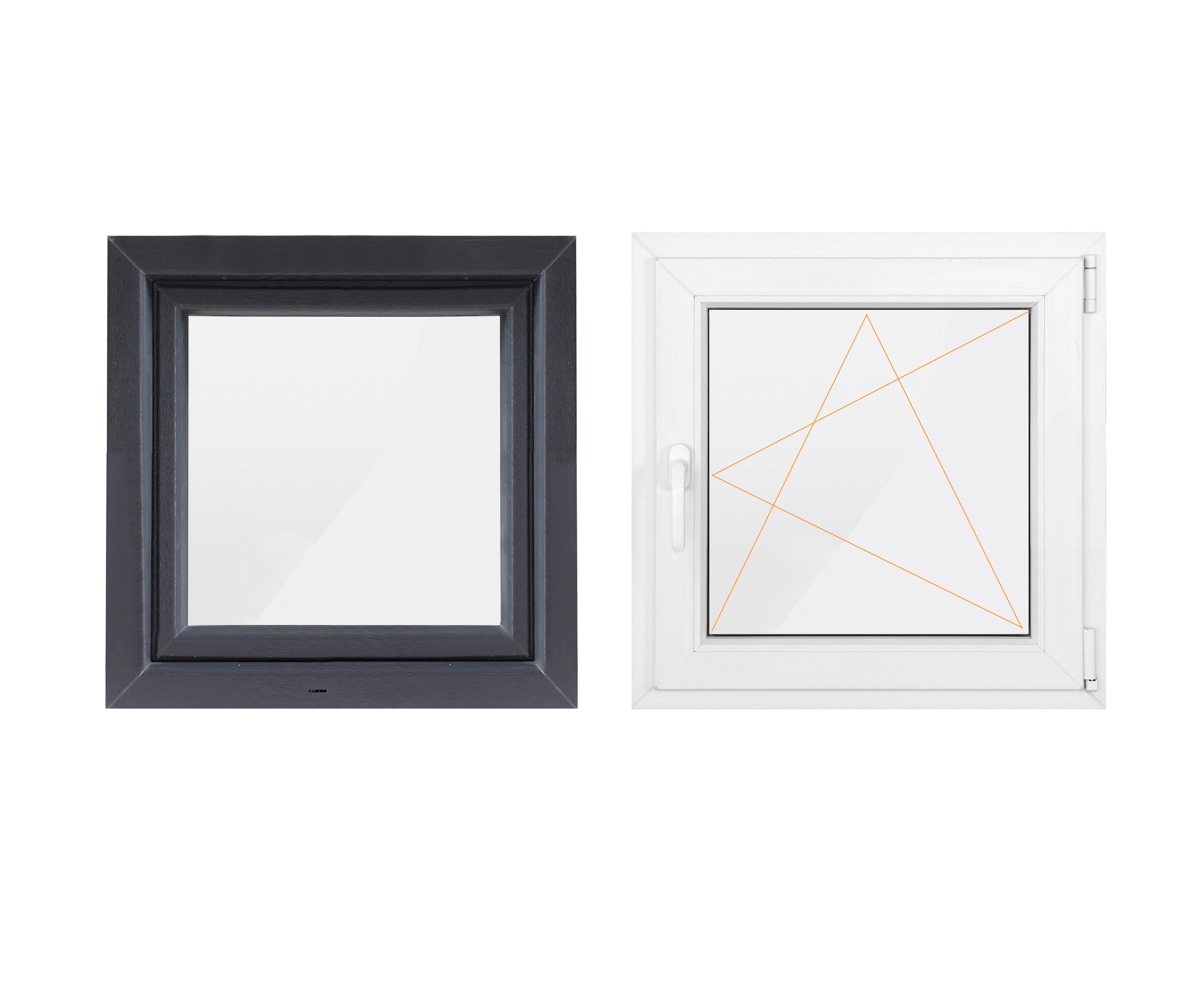 SN DECO GROUP Kellerfenster 1 Flügel, 500x500, außen anthrazit/innen weiß, 70 mm Profil, (Set), RC2 Sicherheitsbeschlag, Hochwertiges 5-Kammer-Profil