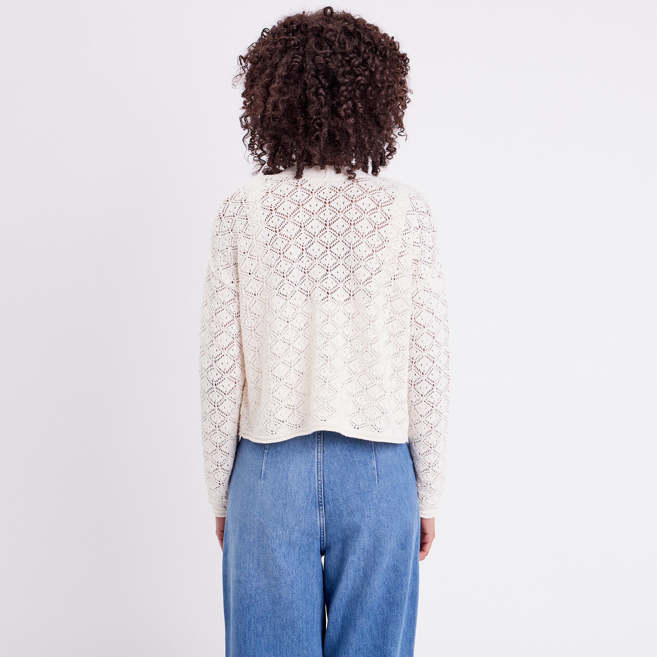 Gilet crop top ajouré ecru femme | Cache Cache