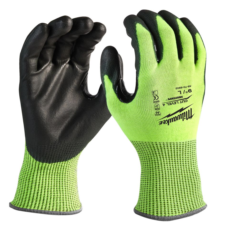 Milwaukee Accessories 4932479928 Arbeidshansker med høy synlighet, snittklasse 4/D - 9/L - 1 par