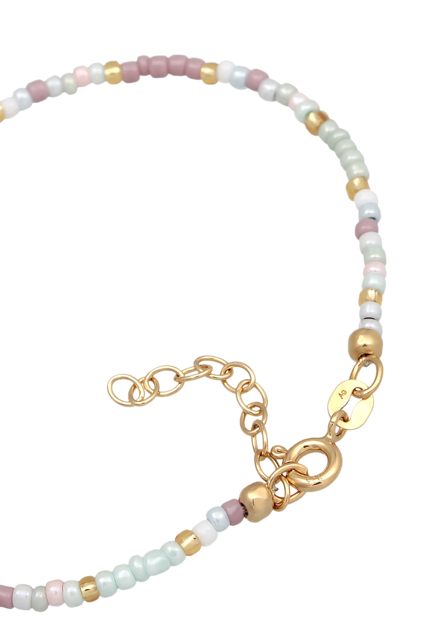 Elli Women's Heart Pendant Glass Beads Summer Multicolored in 925 Sterling Silver Gold Plated