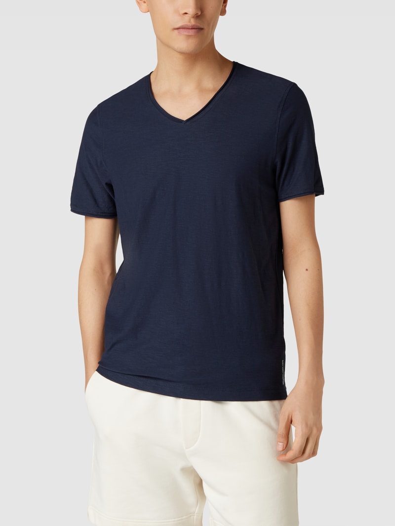 T-Shirt mit V-Ausschnitt in dunkelblau