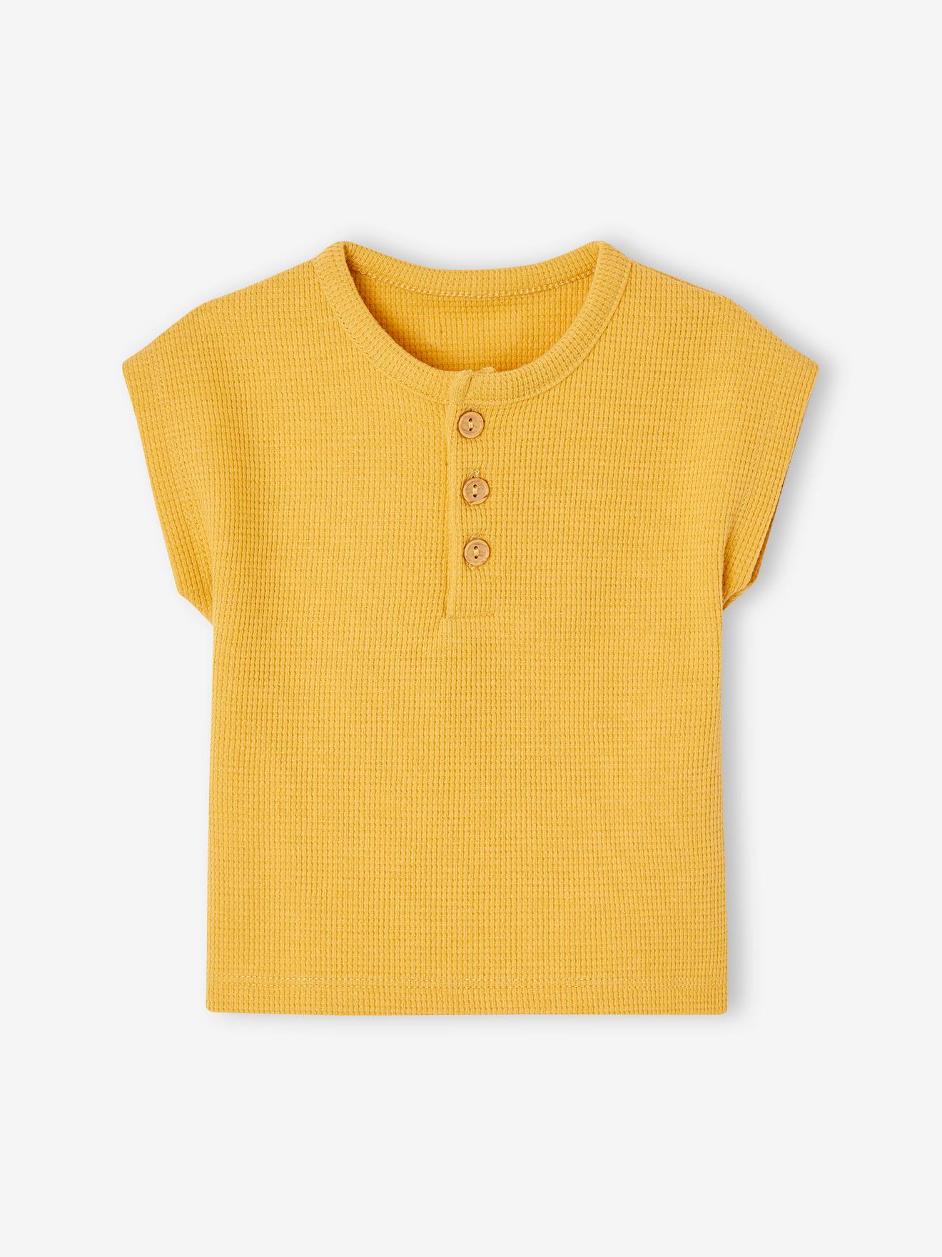 Vertbaudet Baby T-Shirt mit Knopfleiste Oeko-Tex - gelb