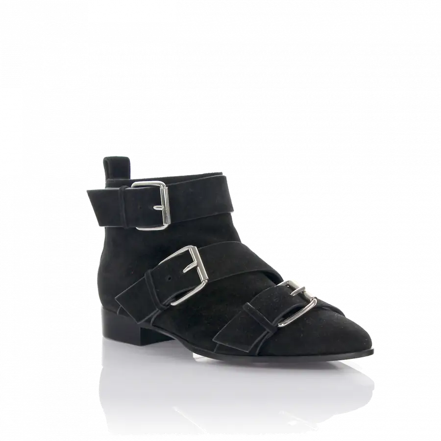 Giuseppe Zanotti - Stiefeletten Veloursleder Zierschnalle schwarz - schwarz