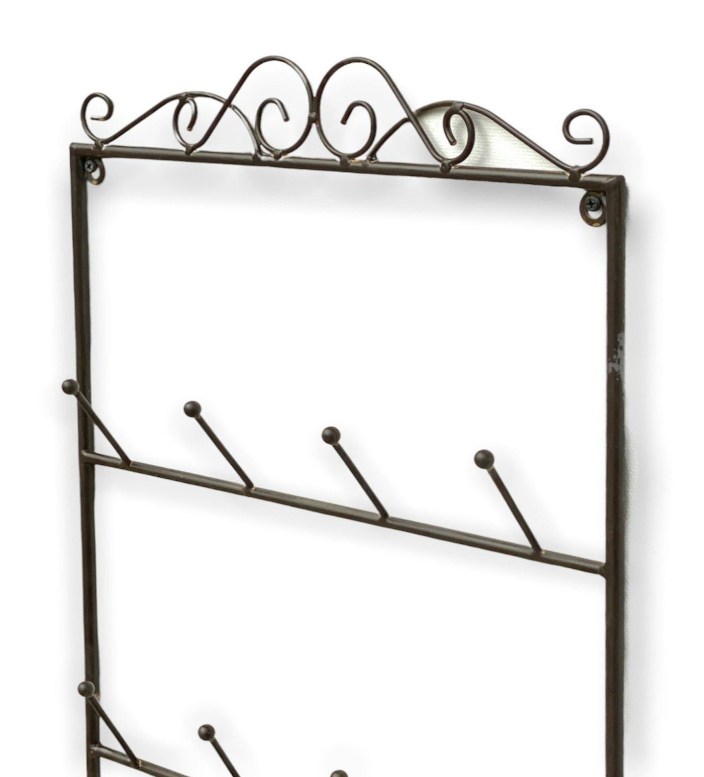 DanDiBo Gläserhalter Tassenhalter Wand Metall Hakenleiste mit 16 Haken Braun 75 cm Tassenhaken Küche Vintage Antik Becherhalter Tassenständer Tassenregal Wandmontage, auch als Schlüsselhalter geeignet