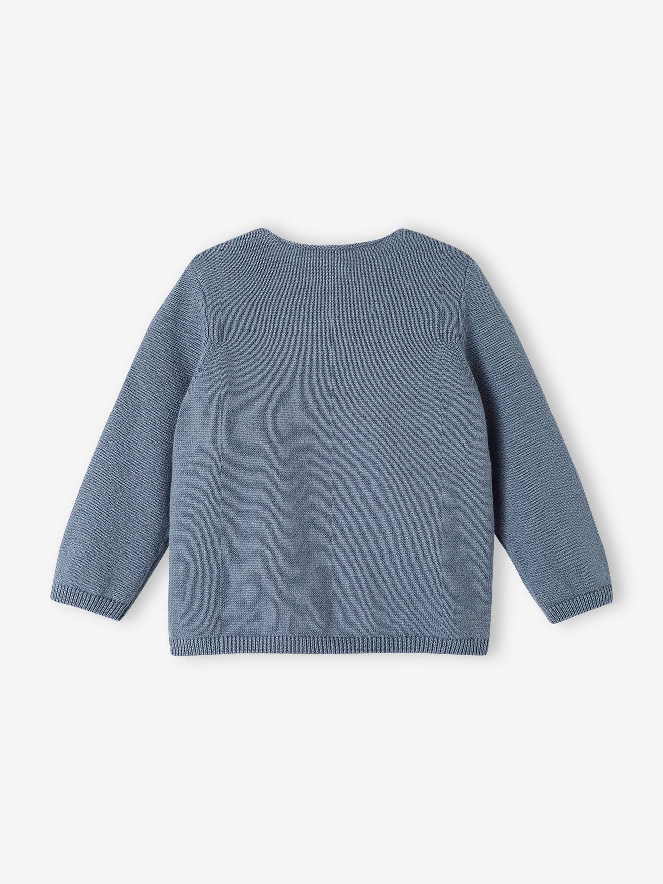 Brassière bébé naissance en tricot de coton bio bleu jean