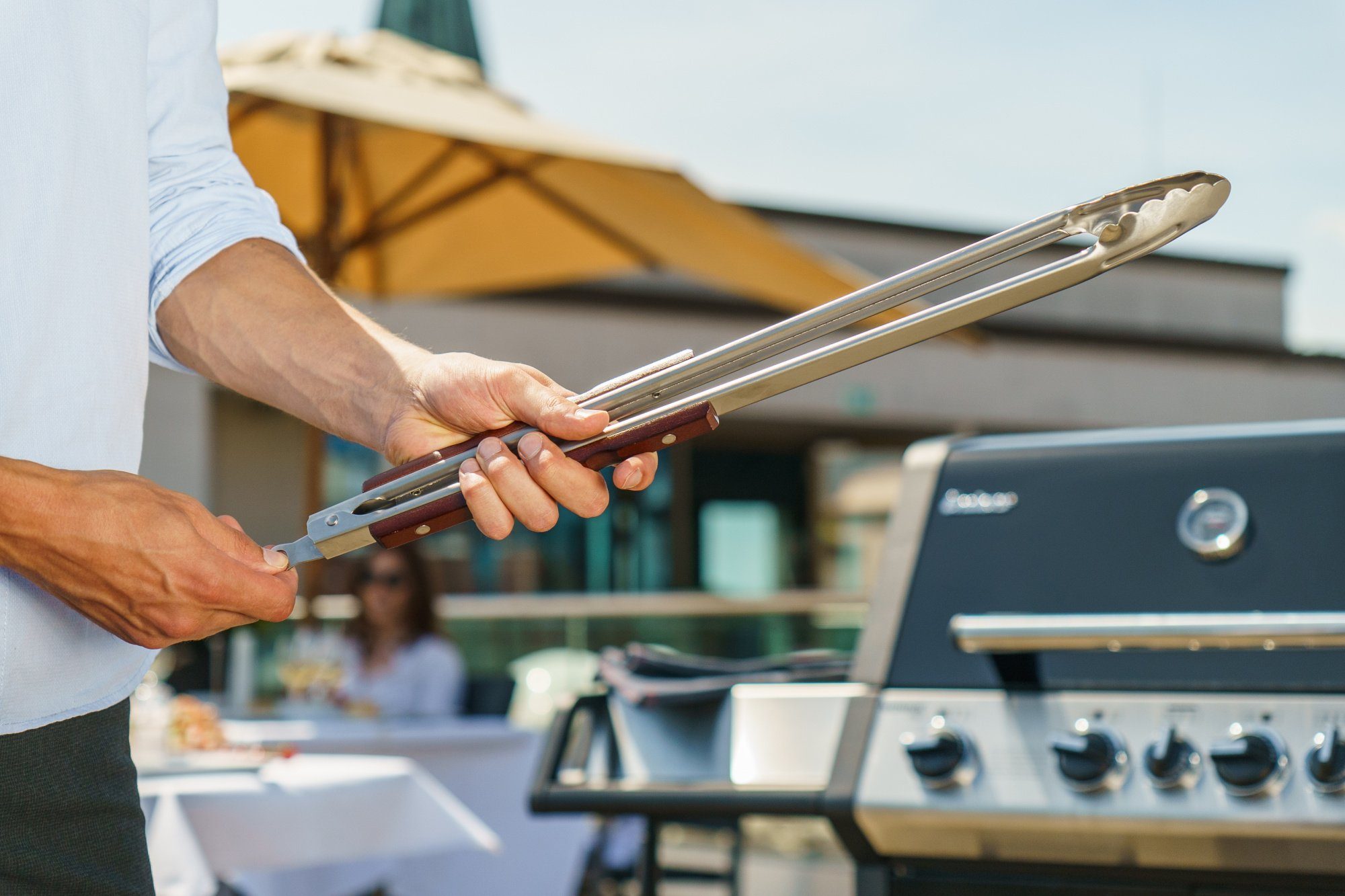 BlueCraft Grillzange, 56 cm BBQ XXL Grillzange extra lang Edelstahl optimal für jeden Gas- oder Holzkohlegrill
