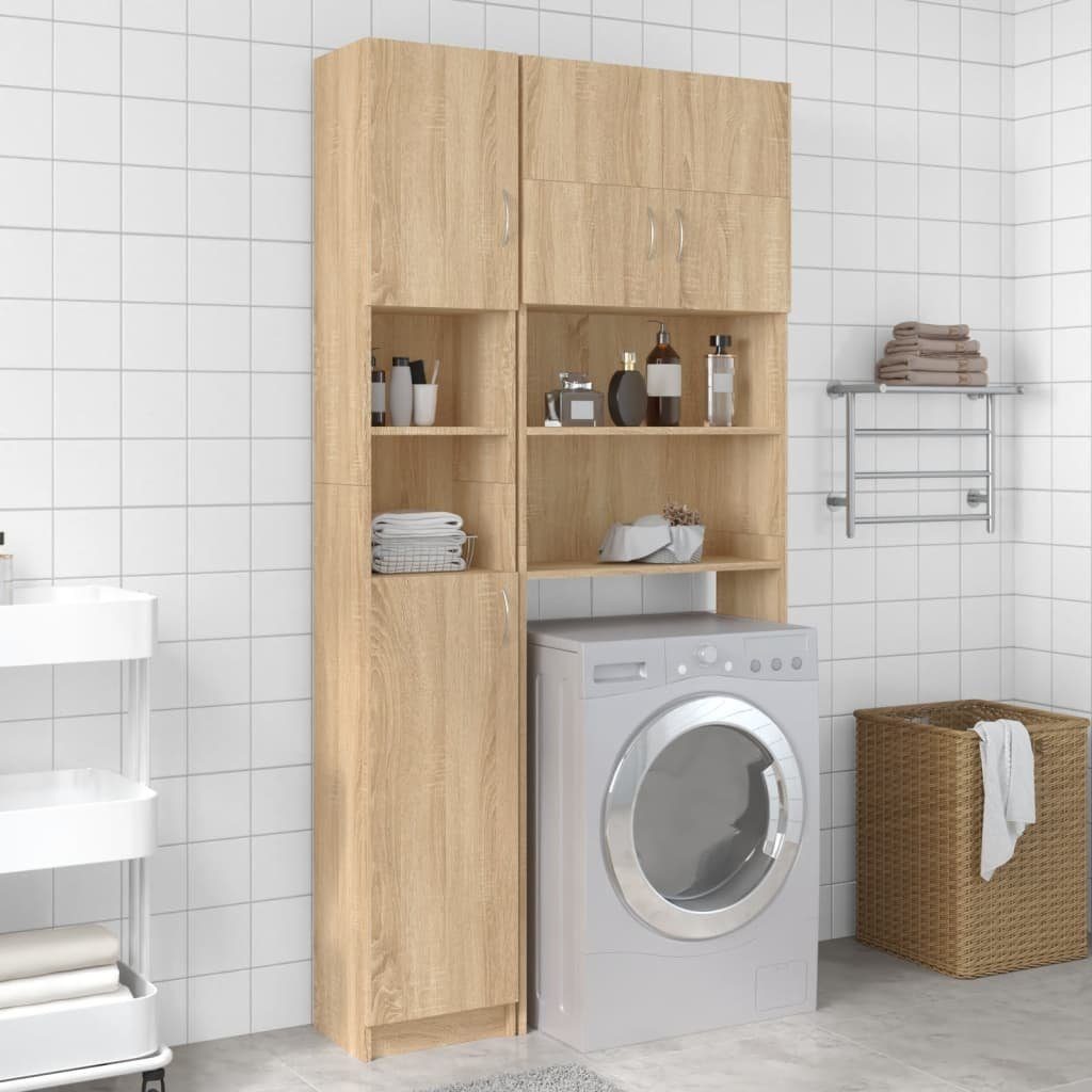 vidaXL Waschmaschinenumbauschrank Waschmaschinenschrank-Set Sonoma-Eiche Holzwerkstoff