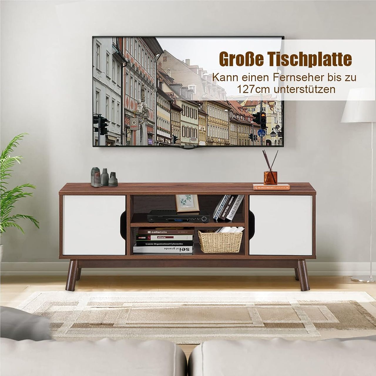 Costway COSTWAY TV-Lowboard Fernsehschrank Holz