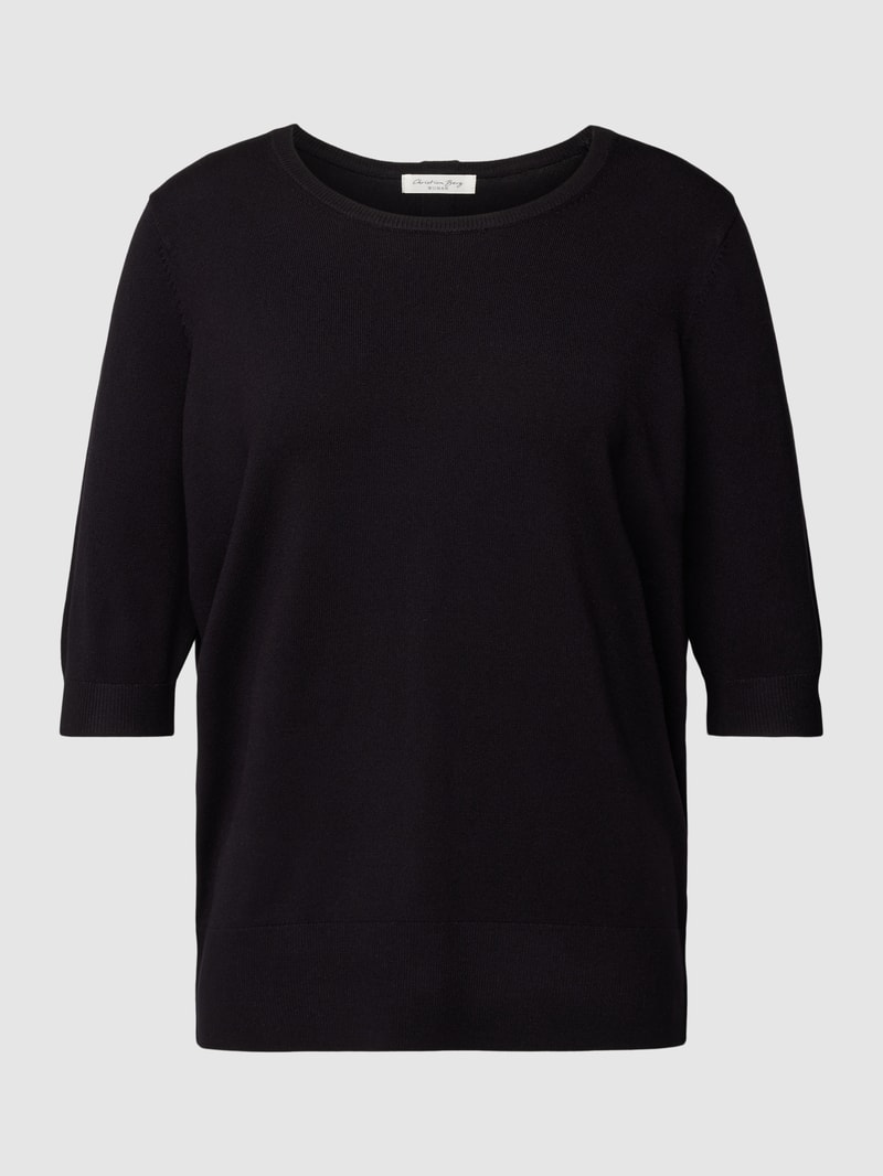 Strickpullover aus Viskose-Mix mit Rundhalsausschnitt in schwarz