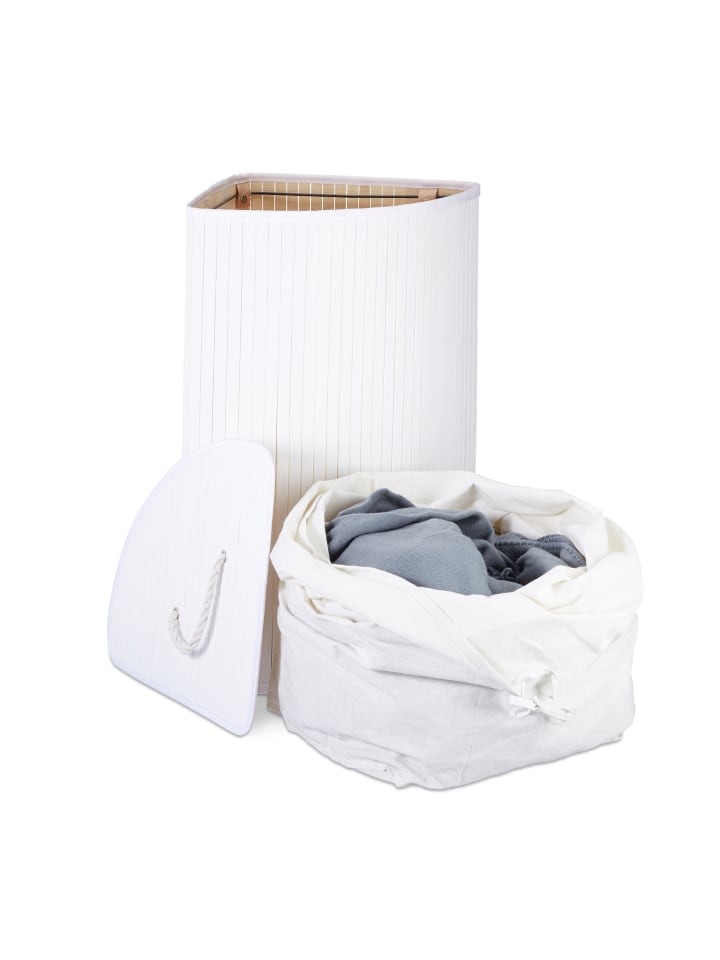 relaxdays 2 x Eckwäschekorb in Weiß - (B)49,5 x (H)65 x (T)37 cm günstig kaufen onesize