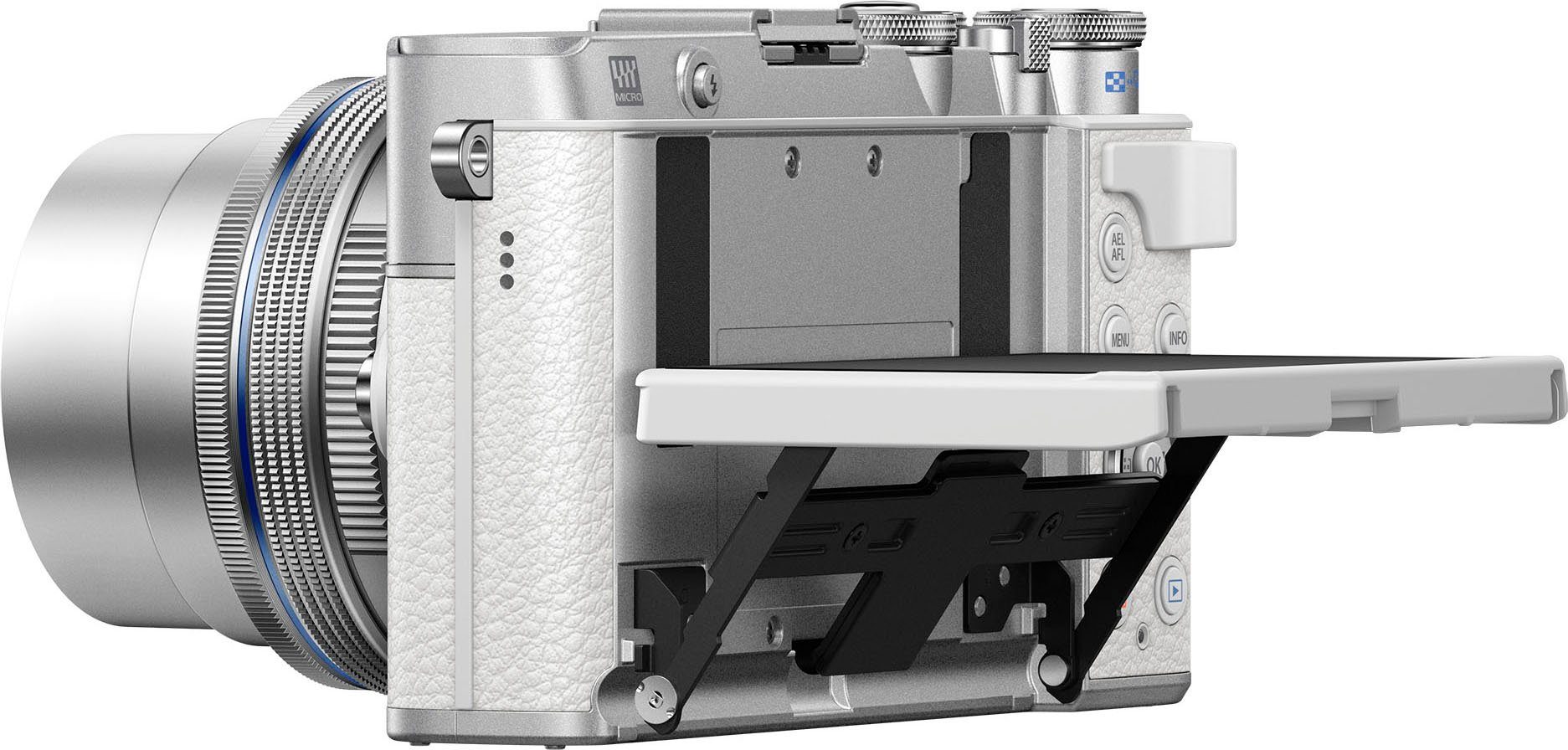 Olympus E‑P7 Systemkamera (M. Zuiko Digital ED 14-42mm F3.5-5.6 EZ Pancake, 20,3 MP, 3x opt. Zoom, Bluetooth, WLAN)