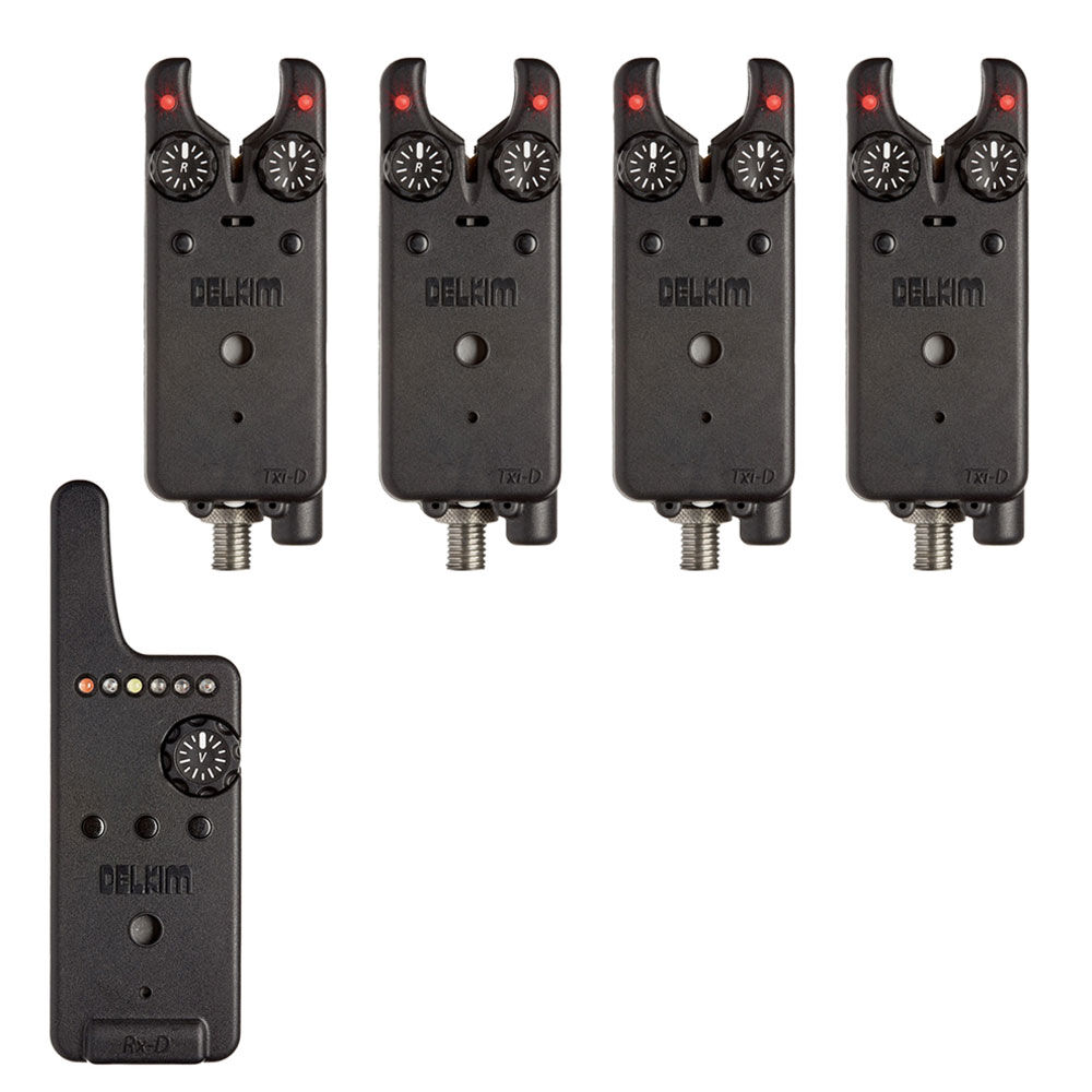 Set van 4 Delkim Txi-D karperbeetmelders + RX-D ontvanger (rood)